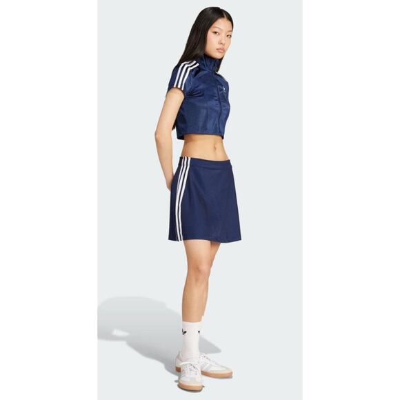 NEW ADIDAS ORIGINALS Adicolor 3-Stripe Mini Skirt Size XL Night Indigo Blue - Picture 3 of 7